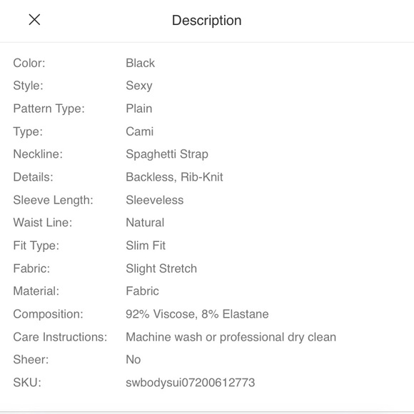 NEW SHEIN Low Back Rib-knit Solid Slip Bodysuit - Picture 4 of 5